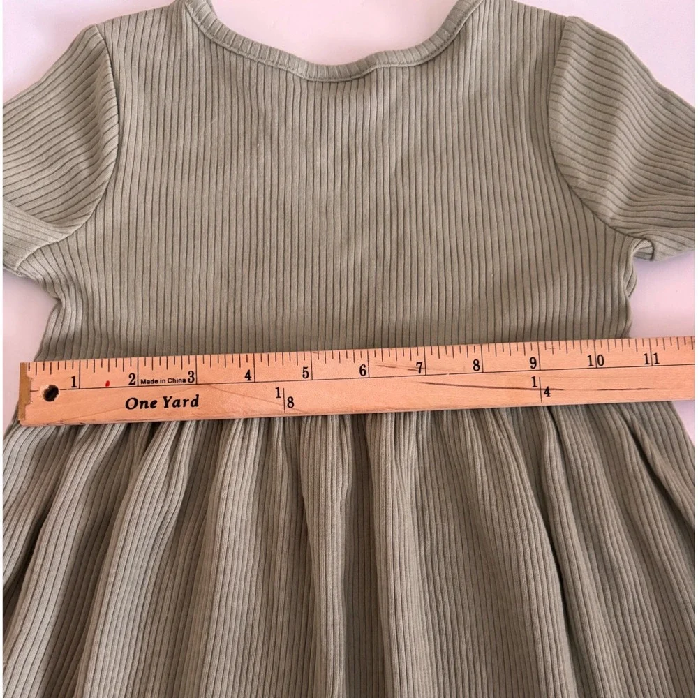 Cat & Jack Girls Light Olive Ribbed Short Sleeve‎ Dress 4T NWT